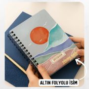 Turuncu Boho Kalın Kapaklı A5 Defter / Öğretmen İsmine Özel resmi