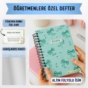 Yeşil Fiyonk Kalın Kapaklı A5 Defter / Öğretmen İsmine Özel resmi