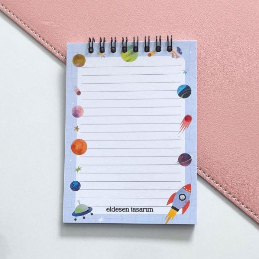 Açık Mavi Uzaylı İsme Özel Defter Okul Açılış Hediyesi resmi