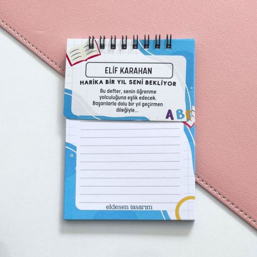 Çocuklu İsme Özel Defter Okul Açılış Hediyesi resmi