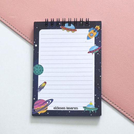 Koyu Mavi Uzaylı İsme Özel Defter Okul Açılış Hediyesi resmi