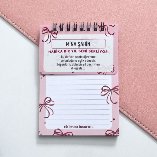 Fiyonklu İsme Özel Defter Okul Açılış Hediyesi resmi