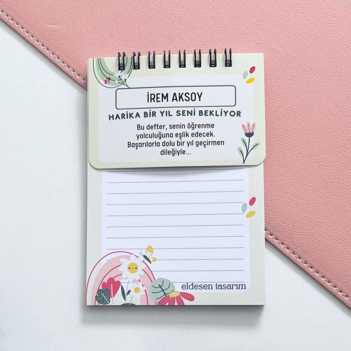 Çiçekli İsme Özel Defter Okul Açılış Hediyesi resmi