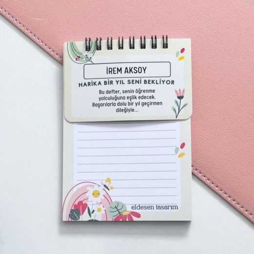 Çiçekli İsme Özel Defter Okul Açılış Hediyesi resmi