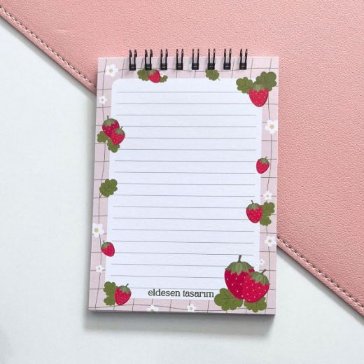 Çilekli İsme Özel Defter Okul Açılış Hediyesi resmi
