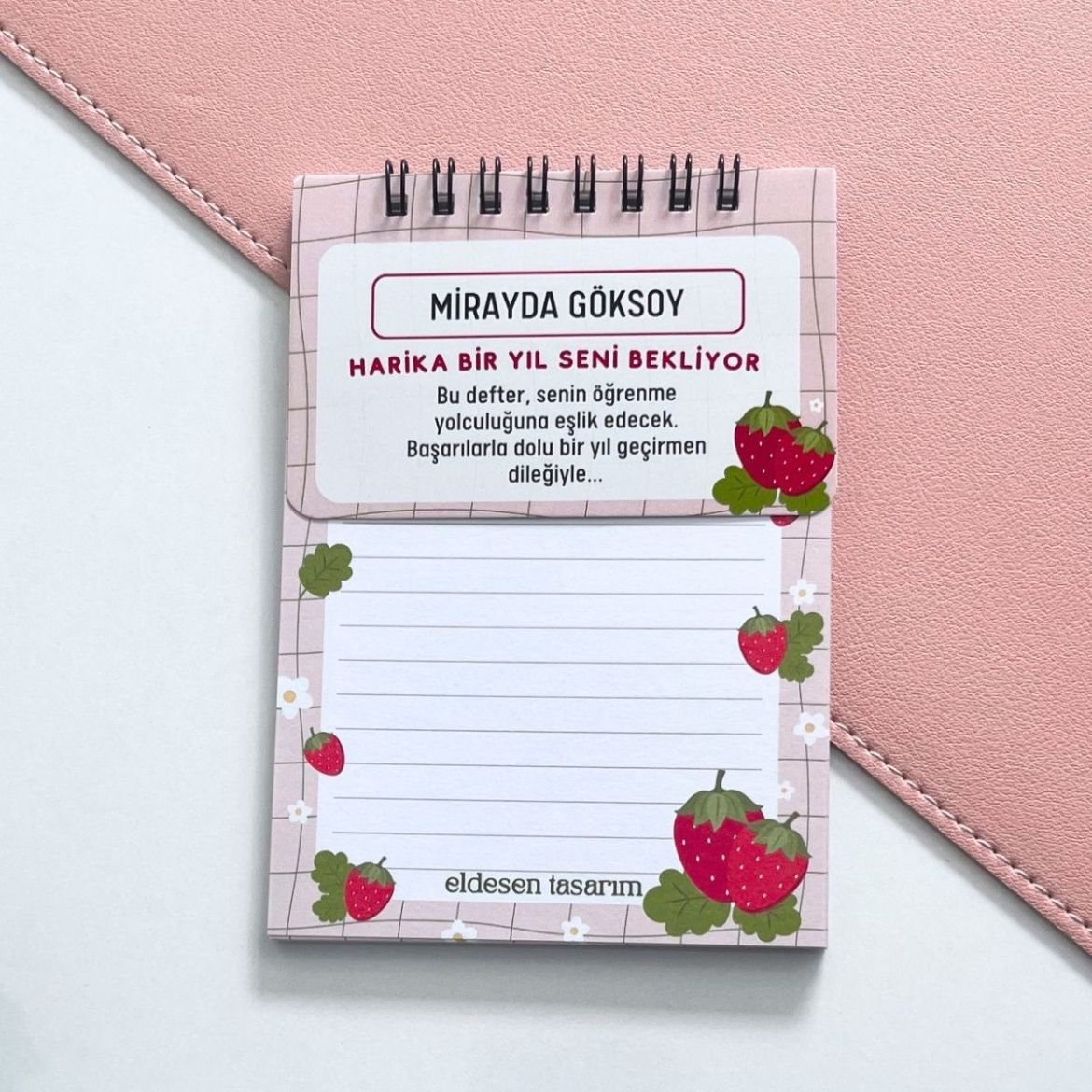 Çilekli İsme Özel Defter Okul Açılış Hediyesi resmi
